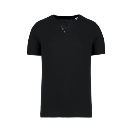 Camiseta Henley ecorresponsable manga corta - 140 g