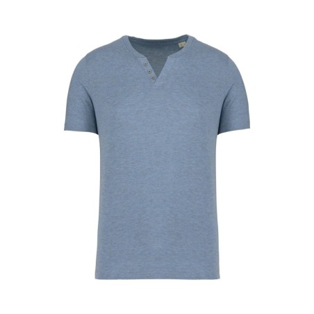 Camiseta Henley ecorresponsable manga corta - 140 g