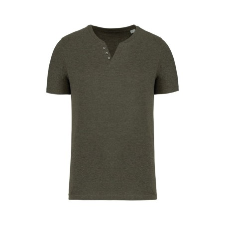 Camiseta Henley ecorresponsable manga corta - 140 g