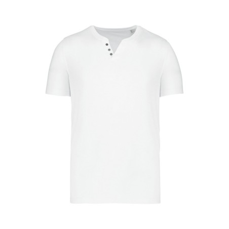 Camiseta Henley ecorresponsable manga corta - 140 g