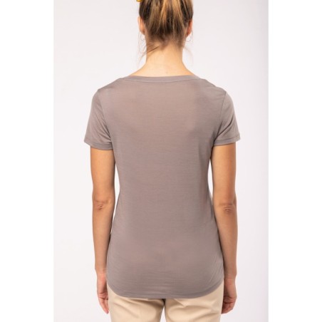 Camiseta lyocell Tencel™ cuello de pico manga corta - 145 g