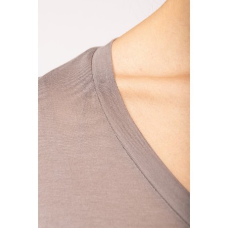 Camiseta lyocell Tencel™ cuello de pico manga corta - 145 g