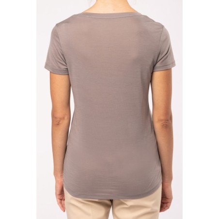 Camiseta lyocell Tencel™ cuello de pico manga corta - 145 g