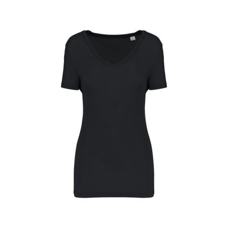 Camiseta lyocell Tencel™ cuello de pico manga corta - 145 g