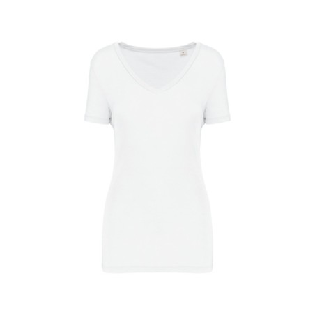 Camiseta lyocell Tencel™ cuello de pico manga corta - 145 g