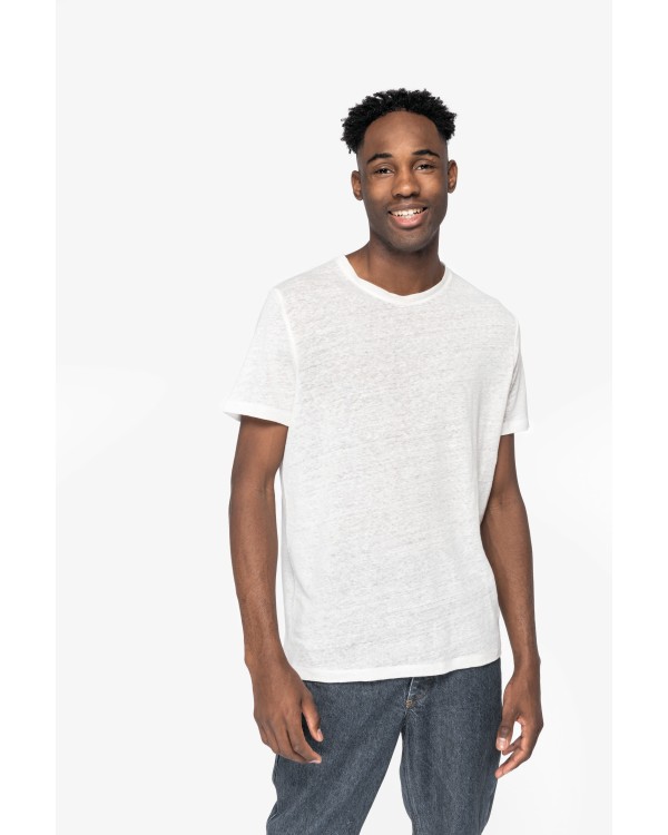Camiseta lino cuello redondo hombre