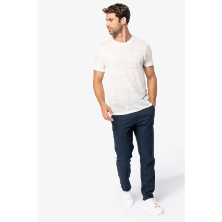 Camiseta lino cuello redondo hombre