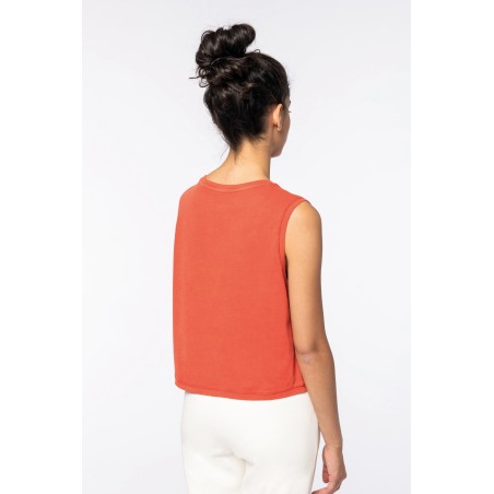 Camiseta crop sin mangas mujer