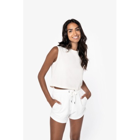 Camiseta crop sin mangas mujer