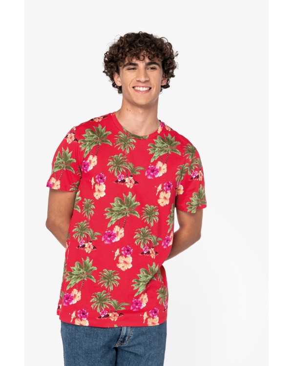 Camiseta con estampado tropical hombre