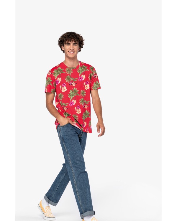 Camiseta con estampado tropical hombre 2