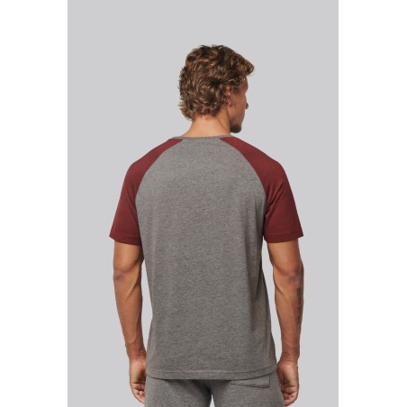 Camiseta bicolor triblend de deporte manga corta adulto