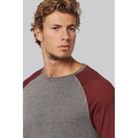 Camiseta bicolor triblend de deporte manga corta adulto