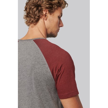 Camiseta bicolor triblend de deporte manga corta adulto