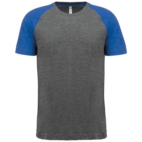 Camiseta bicolor triblend de deporte manga corta adulto