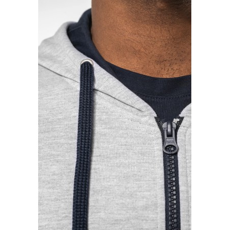 Sudadera capucha y cremallera contrastada