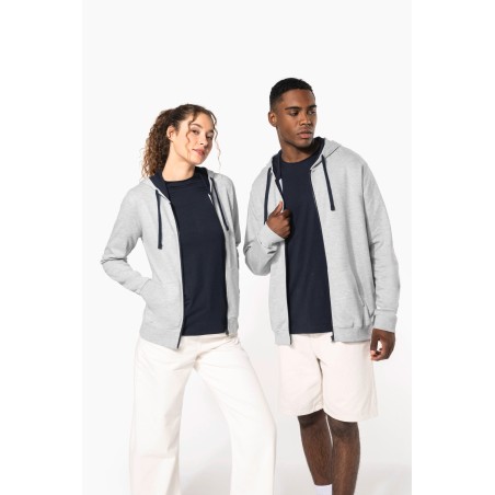 Sudadera capucha y cremallera contrastada