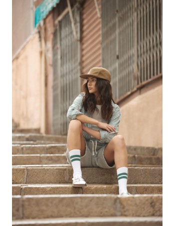 Outdoor camper cap in recycled fleece