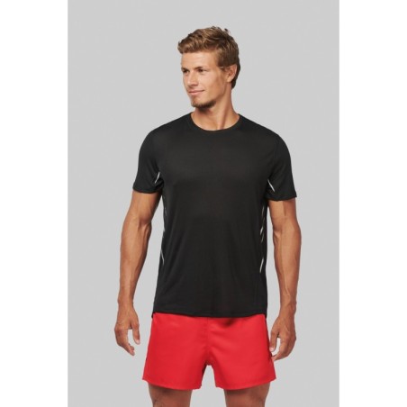 Camisa de deporte bimaterial manga corta hombre