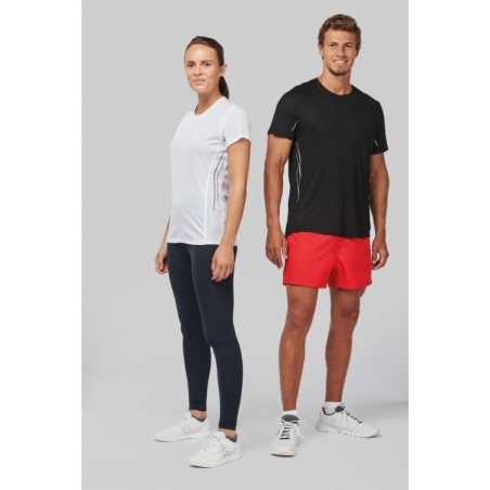 Camisa de deporte bimaterial manga corta hombre