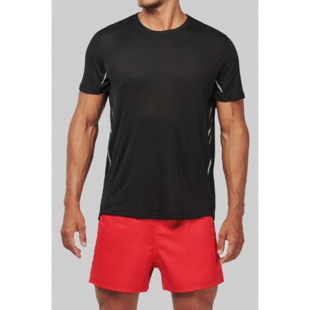 Camisa de deporte bimaterial manga corta hombre