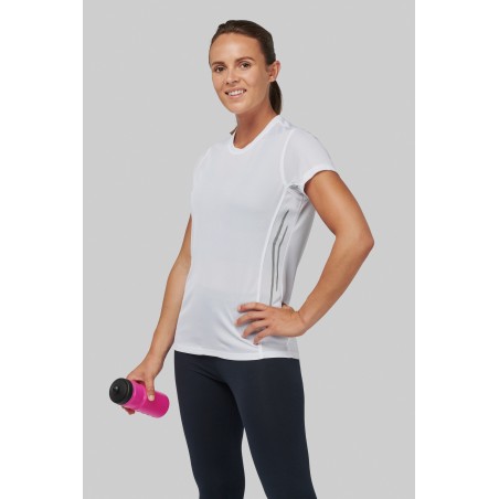 Camiseta de deporte bimaterial manga corta mujer