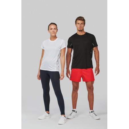 Camiseta de deporte bimaterial manga corta mujer