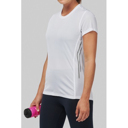 Camiseta de deporte bimaterial manga corta mujer