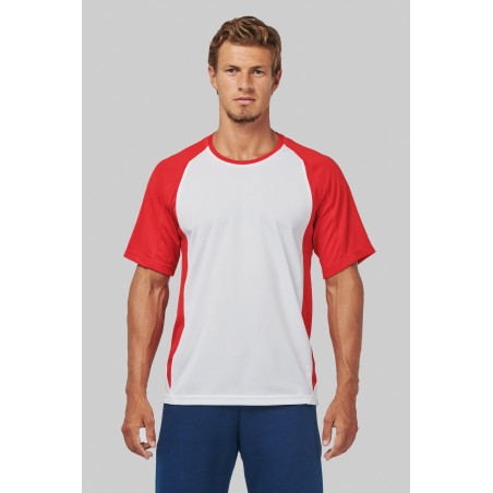 Camiseta deportiva bicolor manga corta unisex