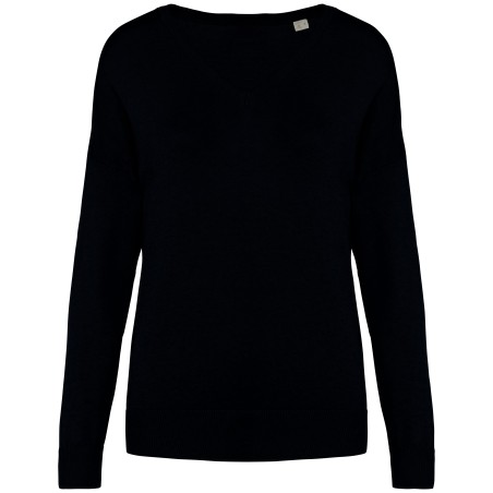 Jersey ecorresponsable cuello de pico de lyocell mujer