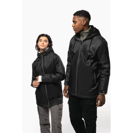 Unisex hooded jacket with micro-polarfleece lining
