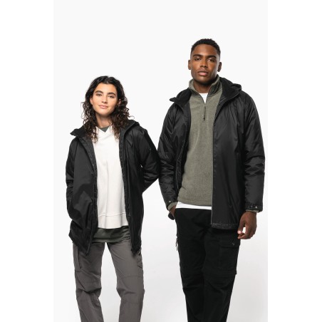Unisex hooded jacket with micro-polarfleece lining