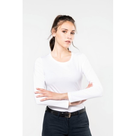 Camiseta Supima® cuello redondo manga larga mujer