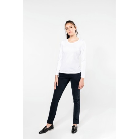 Camiseta Supima® cuello redondo manga larga mujer