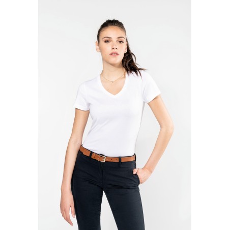 Camiseta Supima® cuello de pico manga corta mujer