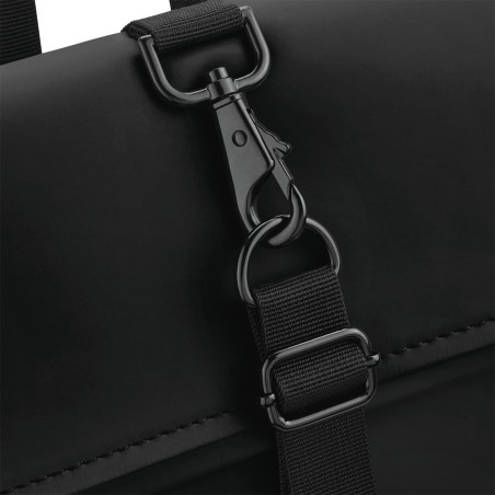 Backpack with roll-top flap in matt polyurethane