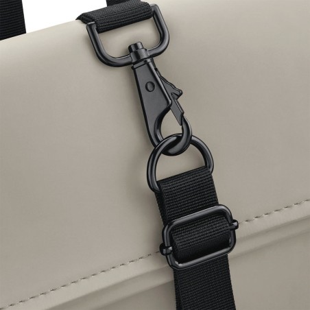 Backpack with roll-top flap in matt polyurethane