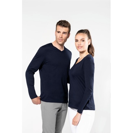 Camiseta Supima® cuello de pico manga larga mujer