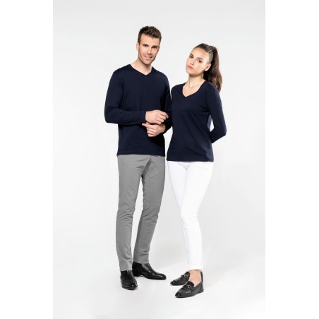 Camiseta Supima® cuello de pico manga larga mujer