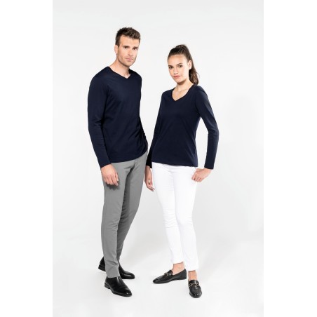 Camiseta Supima® cuello de pico manga larga mujer