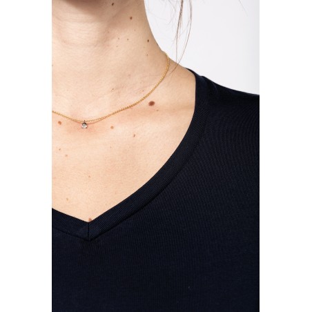 Camiseta Supima® cuello de pico manga larga mujer