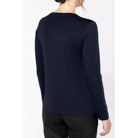 Camiseta Supima® cuello de pico manga larga mujer