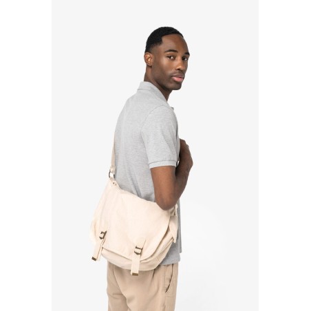 Eco-friendly washed effect messenger bag