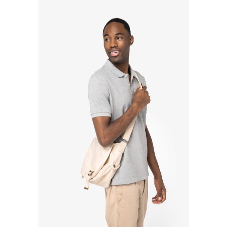 Eco-friendly washed effect messenger bag