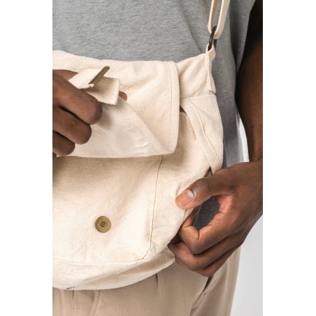 Eco-friendly washed effect messenger bag