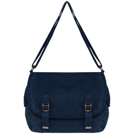 Eco-friendly washed effect messenger bag
