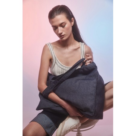 Recycled cotton denim look large shopper