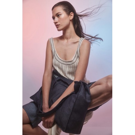 Recycled cotton denim look large shopper