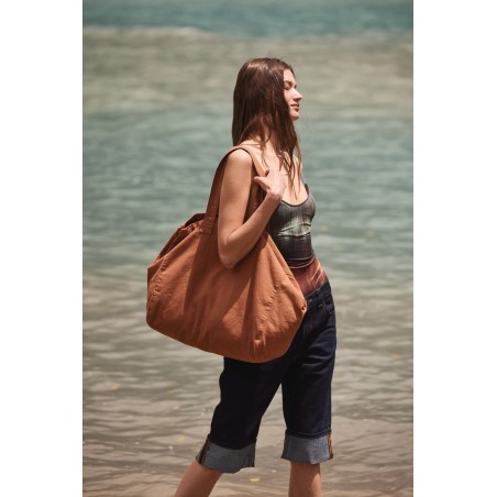 Bolsa shopper de algodón efecto lavado