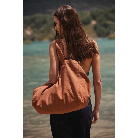 Bolsa shopper de algodón efecto lavado